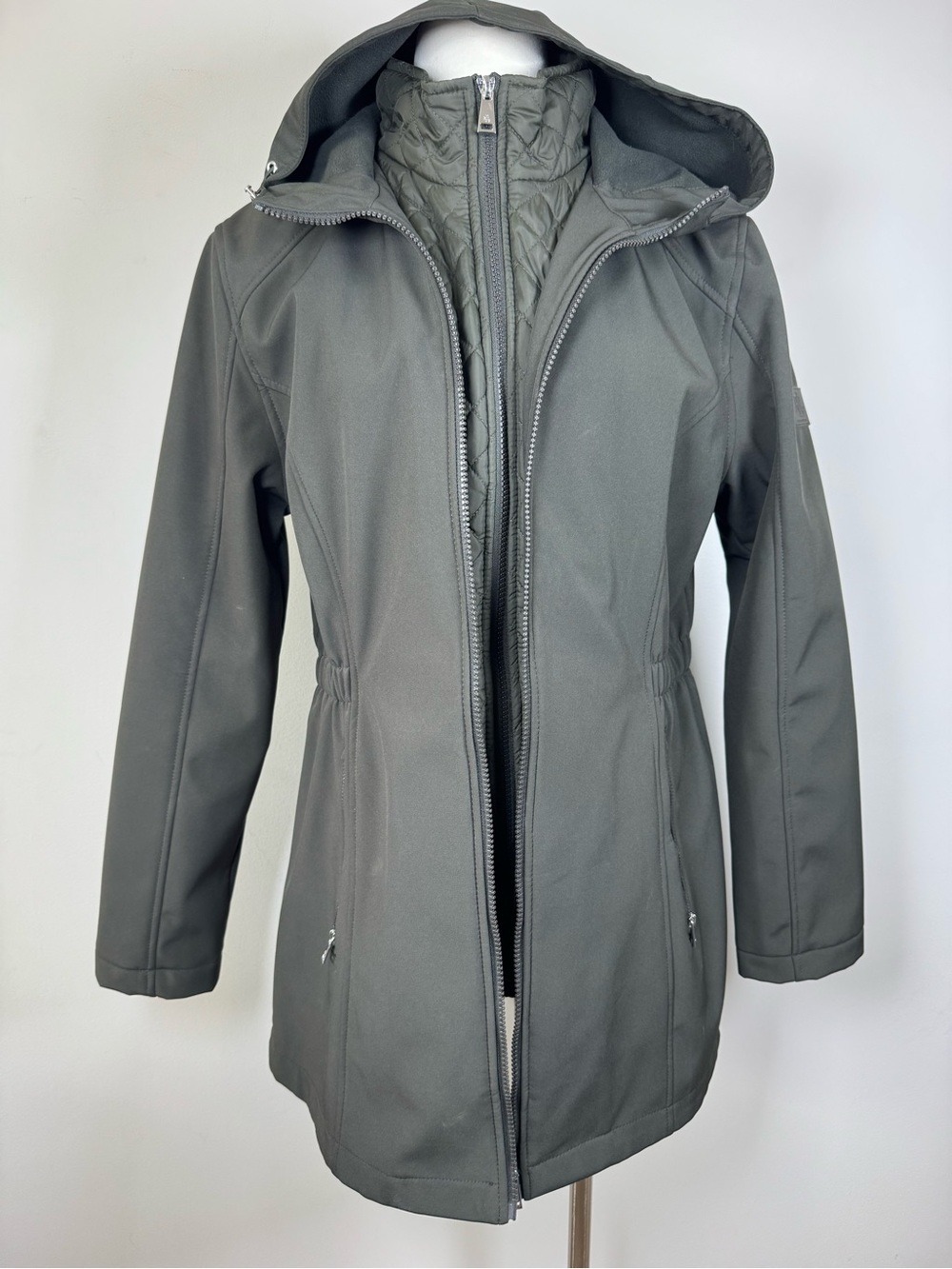 Ralph Lauren Women's Soft Shell Hooded Water Repellent Trench Jacket Large